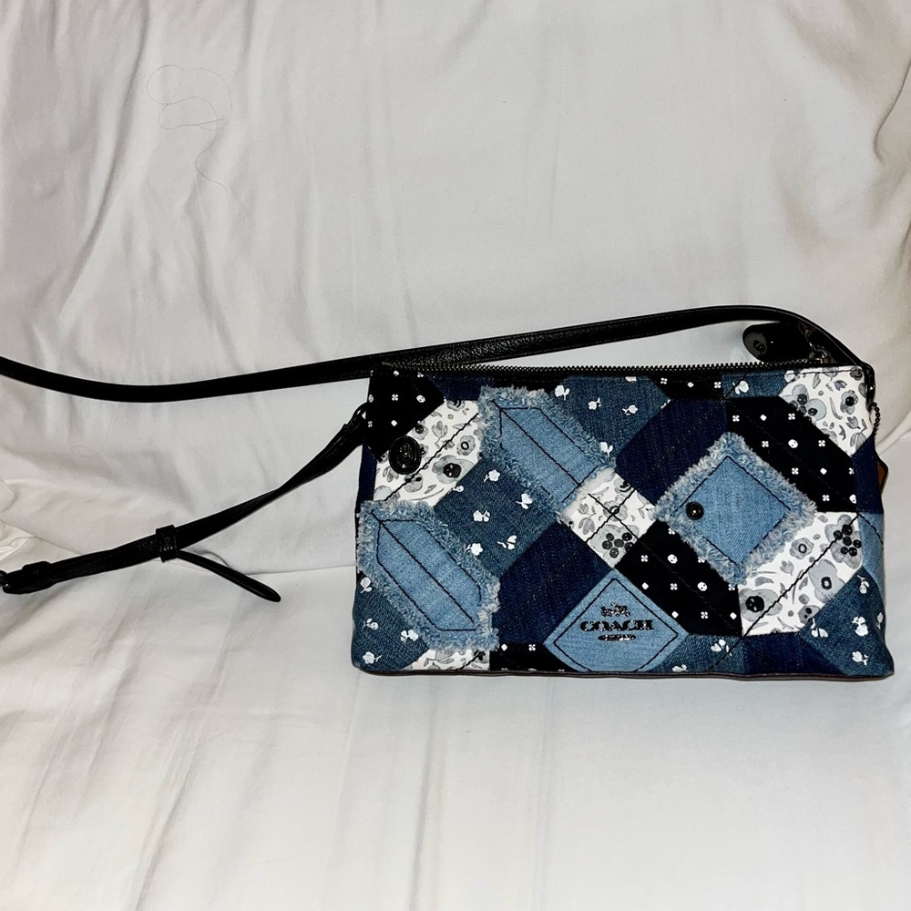 Unused COACH patchwork denim crossbody bag